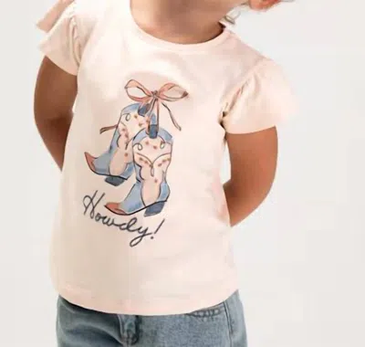 Mayoral Kids' Cowgirl Boot T Shirt In Salmon In Pink