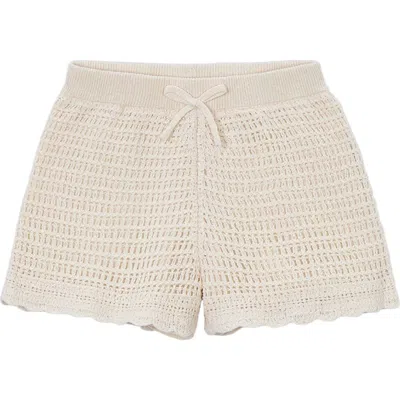 Mayoral Kids'  Crochet Shorts With Scalloped Hem In Neutral