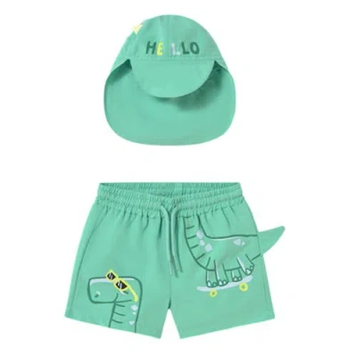 Mayoral Babies'  Dinosaur Swim Suit Set In Turqoise