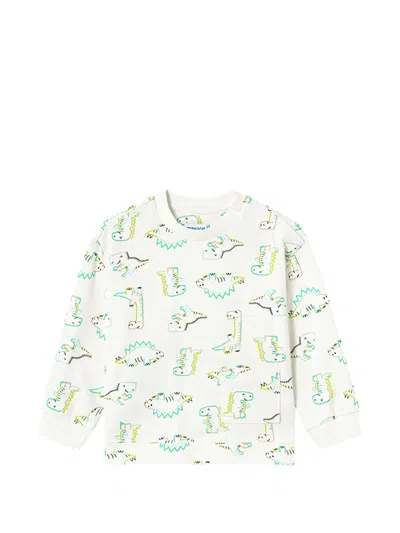Mayoral Kids' Dinosaur-print Pocket Sweatshirt In Green