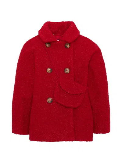 Mayoral Kids' Double-breasted Bouclé Jacket In Red