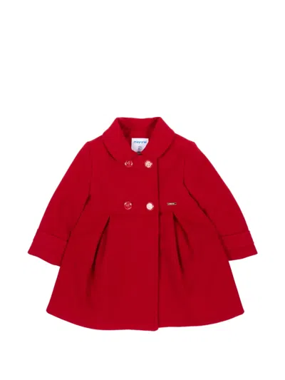 Mayoral Babies' Double-breasted Pleated Coat In Red