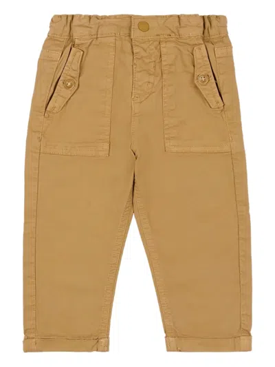 Mayoral Babies' Elasticated-waist Cotton Chinos In Brown