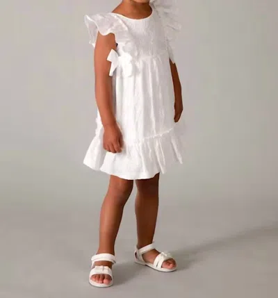 Mayoral Kids' Embroidered Eyelet Dress In White