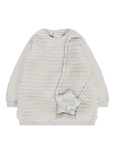 Mayoral Babies' Faux-fur Star-shaped Dress Set In Gray