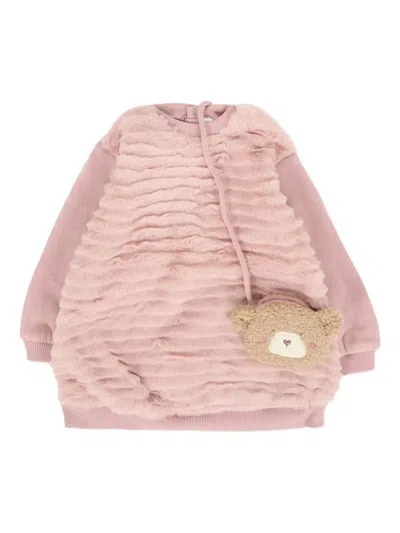 Mayoral Babies' Faux-fur Teddy-bear Dress In Pink