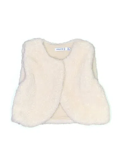 Pre-owned Mayoral Babies' Faux Fur Vest In Ivory