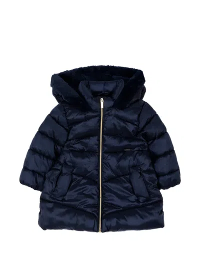 Mayoral Babies' Faux-fur Trim Quilted Padded Jacket In Blue