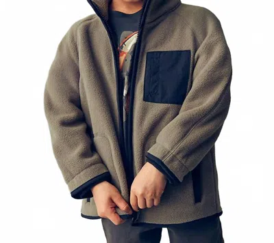 Mayoral Kids' Fleece Zip Up Jacket In Mud In Multi