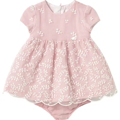 Mayoral Floral Garland Chiffon Dress In Baby Rose