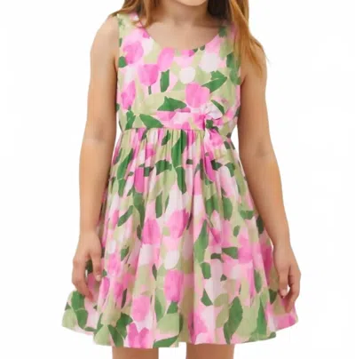 Mayoral Kids' Floral Print Dress In Fuschia In Multi