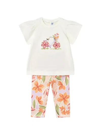 Mayoral Babies' Floral-print Leggings Set In White