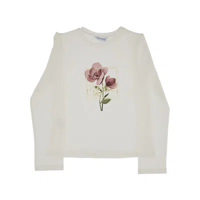 Mayoral Floral Print T-shirt Kids In White