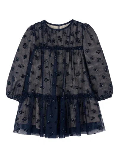 Mayoral Floral Tulle Dress In Blue