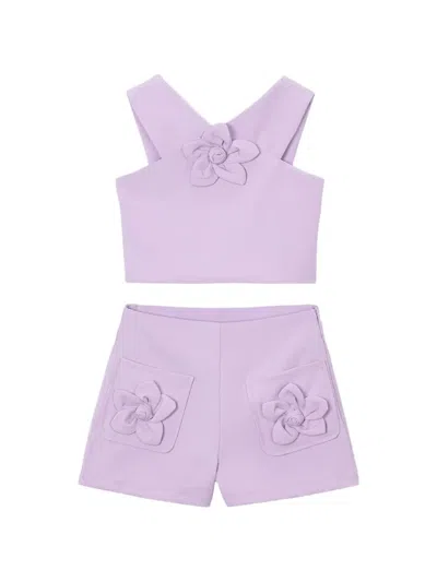 Mayoral Kids' Floral-detail Short Set In Purple