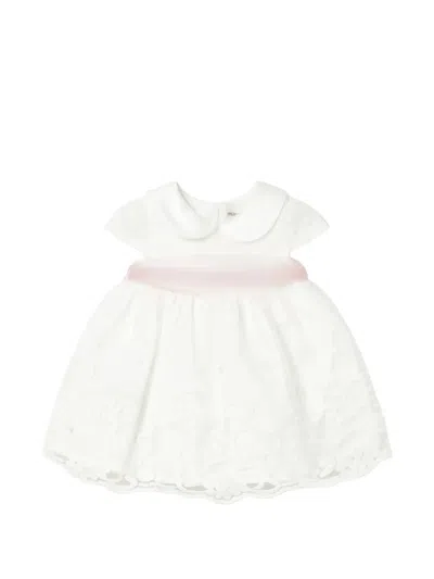 Mayoral Babies' Floral-embroidered Dress In White