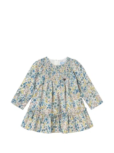 Mayoral Babies' Floral-print Smocked Dress In Multi