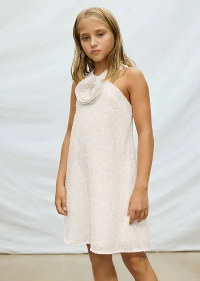 Mayoral Kids' Flower Applique Dress In Cream In White
