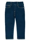 Mayoral Flower-embroidered Elastic-waist Jeans In Blue