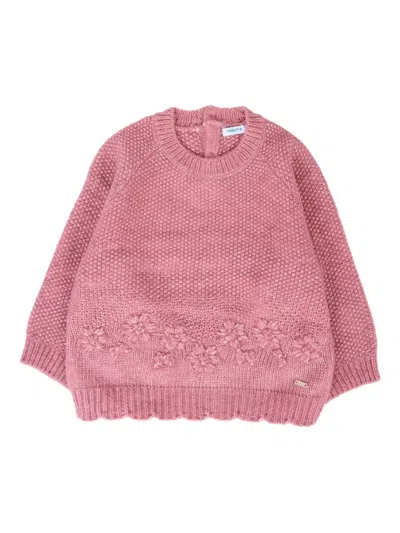 Mayoral Babies' Flower-embroidered Jumper In Pink