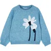 Mayoral Flowers Applique Knit Jumper In Blue