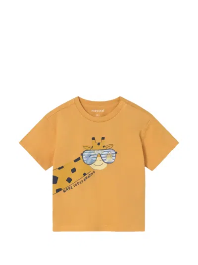 Mayoral Babies' Giraffe Graphic T-shirt In Yellow
