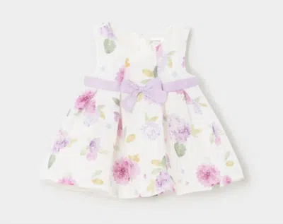 Mayoral Kids' Girl's Floral With Bow Dress In Lavender In Multi