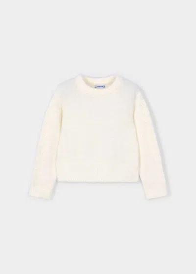 Mayoral Kids' Girl's Soft Faux Fur Sweater In Natural In Neutral