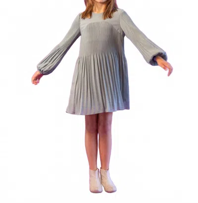 Mayoral Kids' Girl's Pleated Chiffon Dress In Sage In Gray