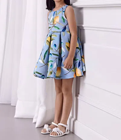 Mayoral Kids' Girl's Satin Dress In Blue In Multi