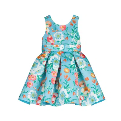 Mayoral Kids' Girl's Satin Dress In Turquoise In Blue