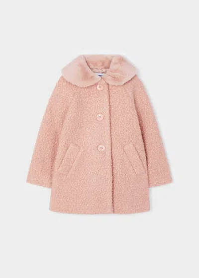 Mayoral Kids' Girl's Shearling Coat In Rose In Pink