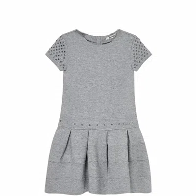 Mayoral Kids' Girl's Short Sleeve Stud Sleeve Dress In Maple Street In Gray