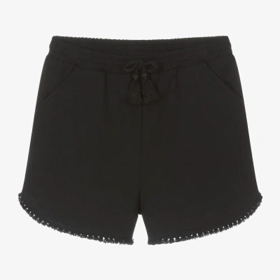 Mayoral Kids' Girls Black Cotton Jersey Shorts