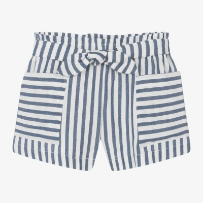 Mayoral Kids' Girls Blue & White Striped Shorts