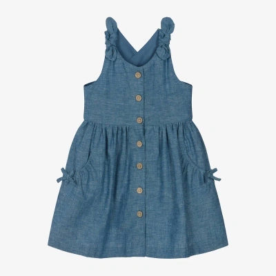 Mayoral Kids' Girls Blue Cotton & Linen Dress