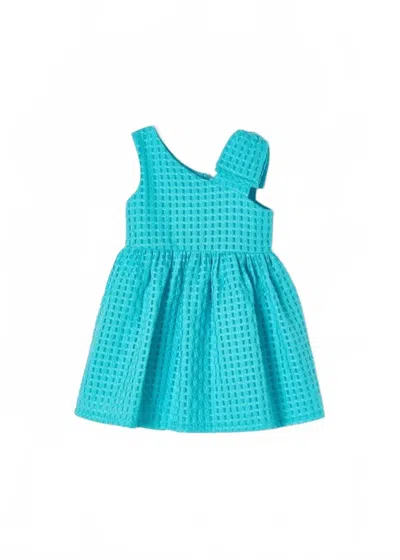 Mayoral Kids' Girls' Bow Shoulder Dress In Aqua Blue