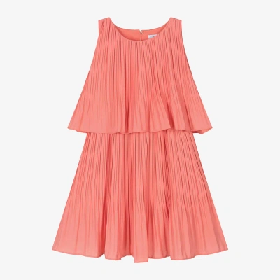 Mayoral Kids' Girls Coral Pink Pleated Dress