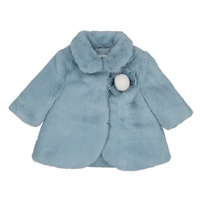Mayoral Kids' Girls Faux Fur Coat In Light Blue In Green
