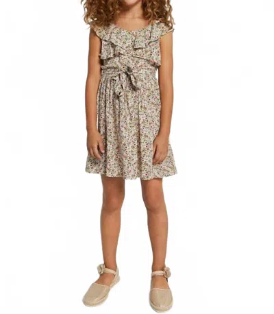 Mayoral Kids' Girls Floral Ruffle Dress In Beige Multi