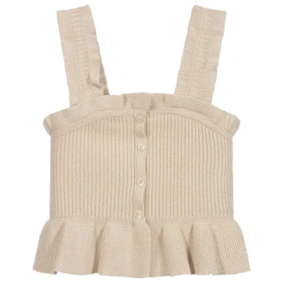 Mayoral Kids' Girls Gold Viscose Knitted Top In Neutral