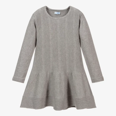 Mayoral Kids' Girls Grey Knitted Dress In Gray