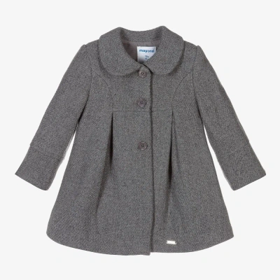 Mayoral Babies' Girls Grey Wool Coat In Gray