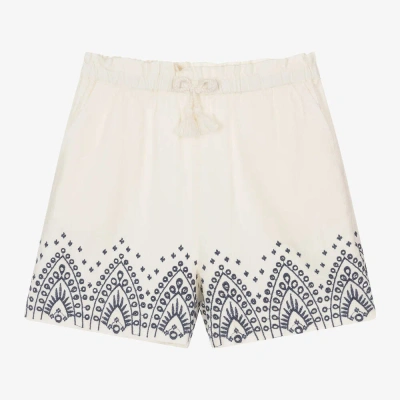 Mayoral Kids' Girls Ivory Broderie Anglaise Shorts