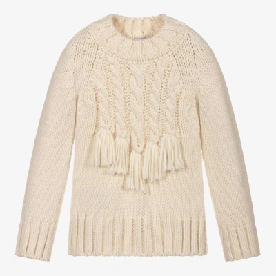 Mayoral Babies' Girls Ivory Cable Knit Sweater In Neutral