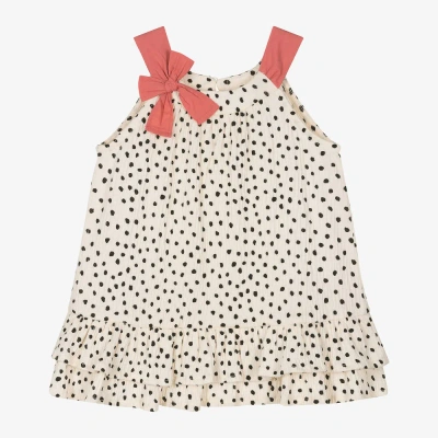 Mayoral Babies' Girls Ivory Dot Print Cotton Dress