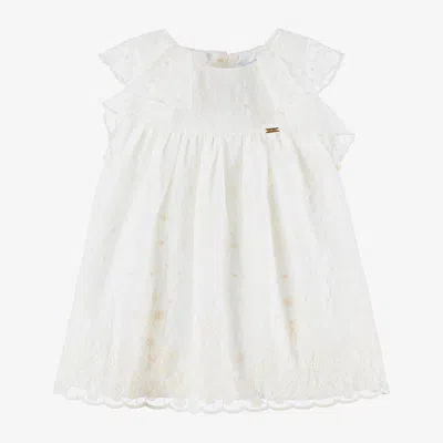 Mayoral Babies' Girls Ivory Embroidered Floral Chiffon Dress