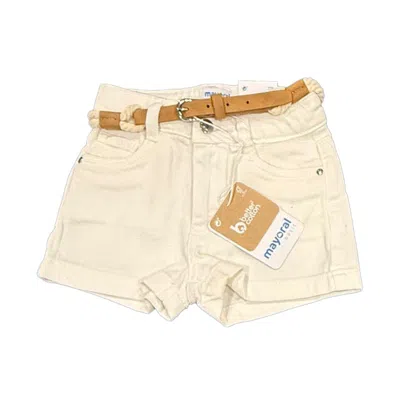 Pre-owned Mayoral Kids' Girls Ivory Jean Shorts In White