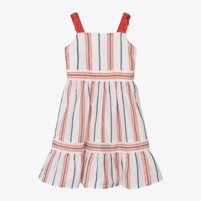 Mayoral Kids' Girls Ivory Striped Cotton Dress