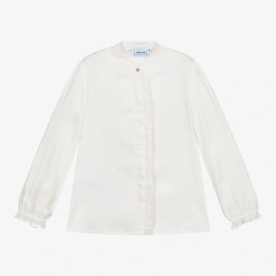 Mayoral Babies' Girls Ivory Viscose Blouse In White